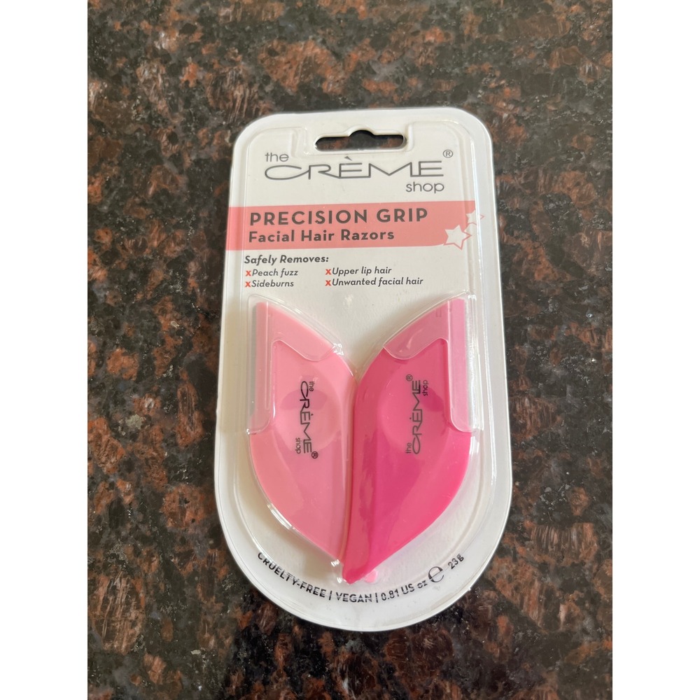 The Creme Shop Precision Grip Facial Hair Razors 2 Pack Pink Cruelty-Free Vegan